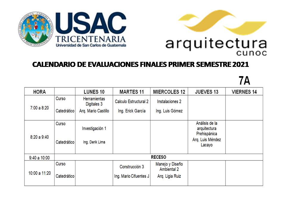 Calendario de Exámenes Finales Primer Semestre (7)